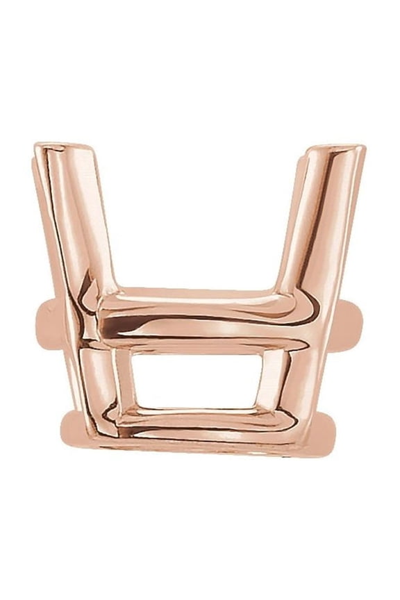 Semi-Polished 14k Rose Gold 4mm Round Shape 4-Prong Wire Basket Setting Finding Fine Jewelry For Women Gifts For Her (Mounting Only, Not All Stones Included)