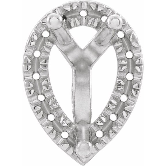 Semi-Polished 14k White Gold 8x5mm Pear Shape 3-Prong French-Set Halo-Style Peg Setting Finding Fine Jewelry For Women Gifts For Her (Mounting Only, Not All Stones Included)