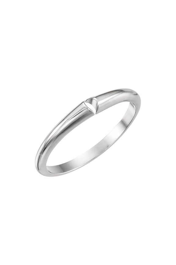 Semi-Polished 14k White Gold Light Concave-End Half Round Shape Open Shank Finding Fine Jewelry For Women Gifts For Her (Mounting Only, Not All Stones Included)