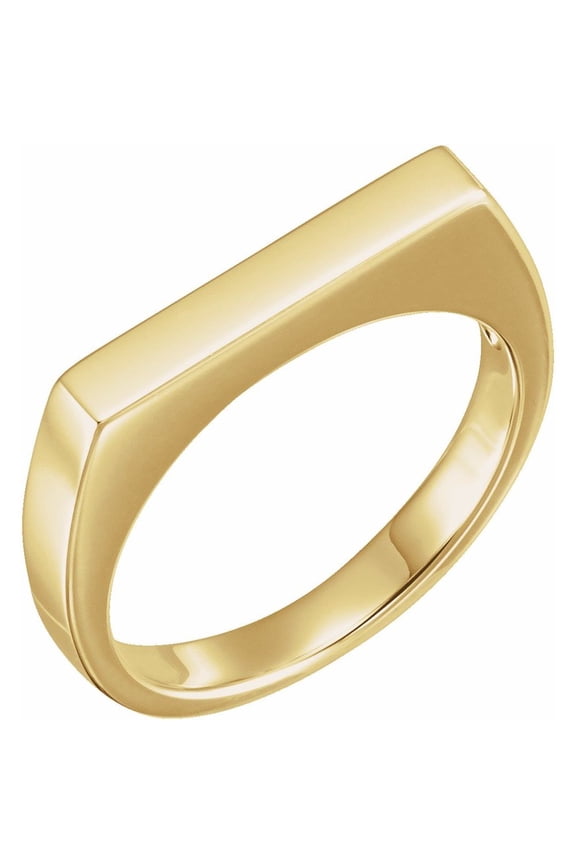 Semi-Polished 14k Yellow Gold 3mm Engravable Stackable Metal Fashion Ring Fine Jewelry For Women Gifts For Her, Size 6