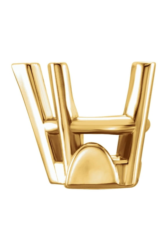 Semi-Polished 14k Yellow Gold Heart Shape 5-Prong Shank Setting with Solder Pads Setting Finding Fine Jewelry For Women Gifts For Her (Mounting Only, Not All Stones Included, 6x6mm)