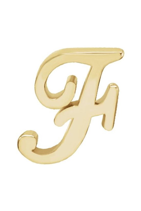 Semi-Polished 14k Yellow Gold Script Initial F Trim Finished Finding Component Fine Jewelry For Women Gifts For Her (Mounting Only, Not All Stones Included)