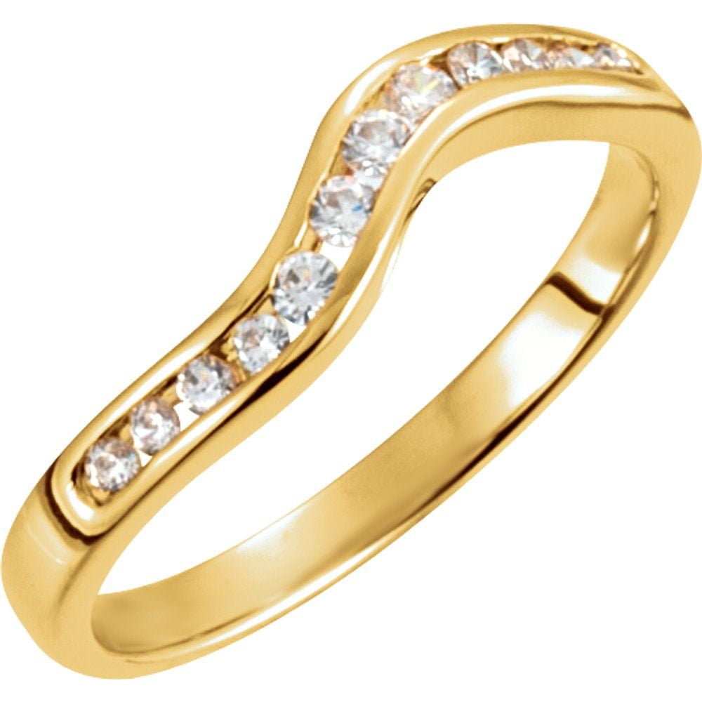 Semi-Polished 18k X1 White Gold Accented Stackable Channel-Set Band ...