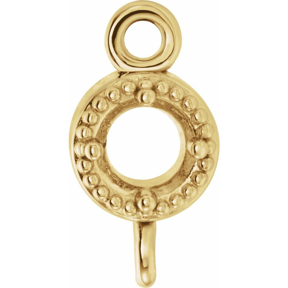 Semi-Polished 18k Yellow Gold 3mm Micro Milgrain Bezel Dangle Link ...