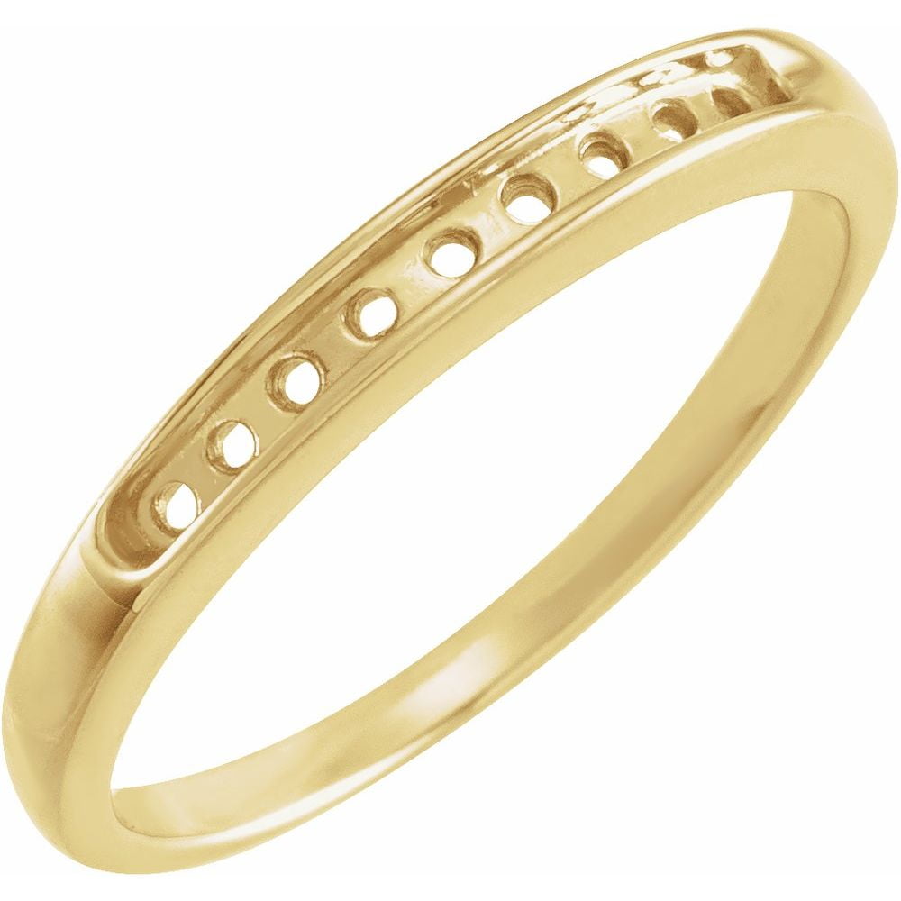 Semi-Polished 18k Yellow Gold Channel-Set Stackable Vintage-Inspired ...