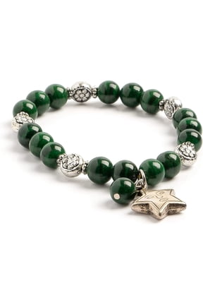 Semi-Precious Dyed Green Malachite Natural Jasper Gemstone Bracelet with Star Charm