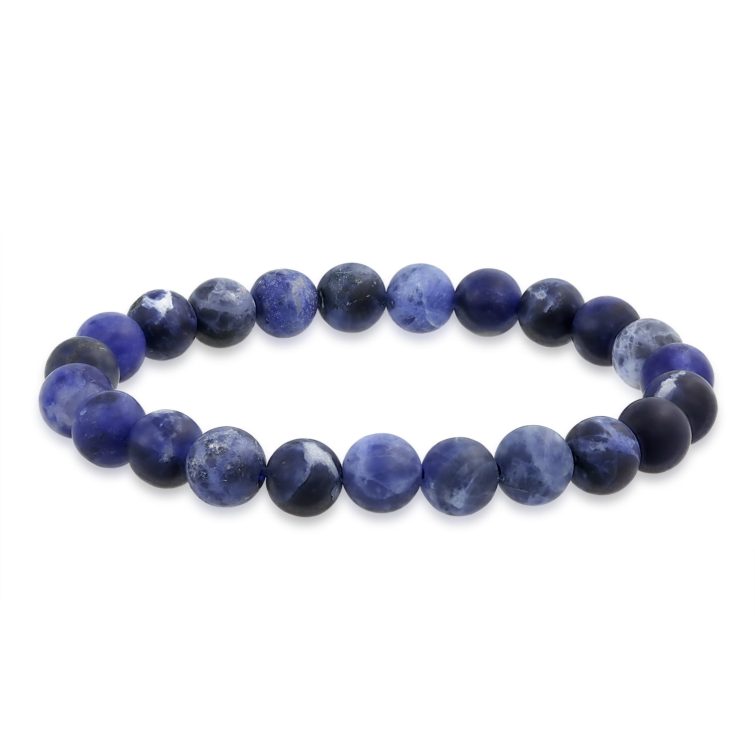 Blue Lapidary Beads Bracelet Agate Stone / 8.0
