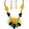 thumbnail image 1 of Semi-Precious Stone Multi-Strand Necklace & Earrings Set - Yellow Agate, Onyx Jade - NE-WS0722RDYEL, 1 of 1