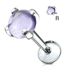 Internally Threaded Semi Precious Amethyst Stone Surgical Steel Labret Internally Threaded Semi Precious Amethyst Stone Surgical Steel Labret
