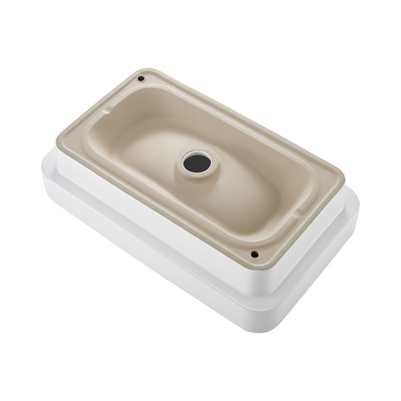 Semi Recessed Bathroom Sink 19.29 x 12.01 Inch Rectangular White Ceramic Vessel Sink with 1-3/4 Inch Drain Hole, Drop-In Modern Vanity Basin for Small Bathrooms, Apartments and Hotels