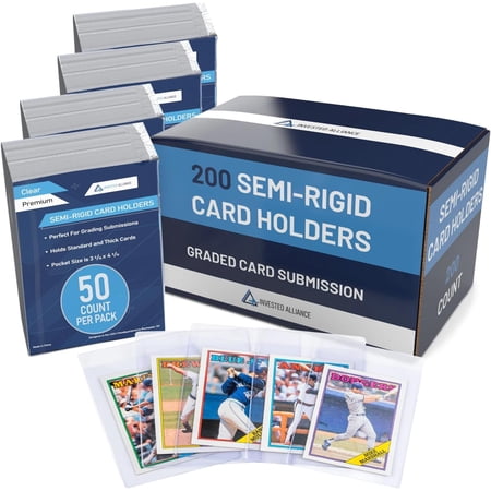 Semi Rigid Card Holder (200 Count) | PSA Graded Card Sleeves, PSA Card Holder, PSA Sleeves, PSA Card Sleeves, Sleeve Saver SGC Slab Sleeves, #1 Hard Sleeves for Cards Grading Submission BGS, CSG.