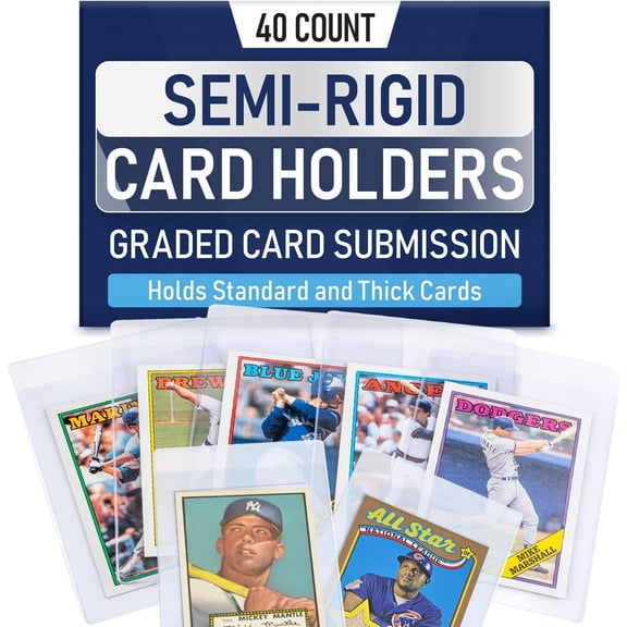 Semi Rigid Card Holder (40 Count) | PSA Graded Card Sleeves, PSA Card Holder, PSA Sleeves, PSA Card Sleeves, Sleeve Saver SGC Slab Sleeves, #1 Hard Sleeves for Cards Grading Submission BGS, CSG.