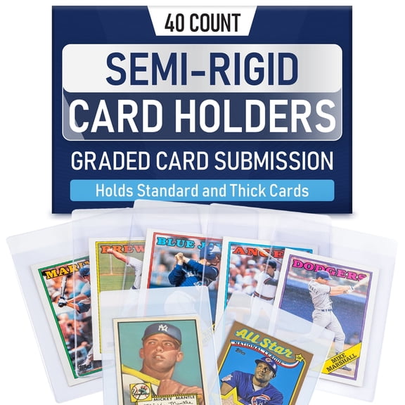 Semi Rigid Card Holder (40 Count) | PSA Graded Card Sleeves, PSA Card Holder, PSA Sleeves, PSA Card Sleeves, Sleeve Saver SGC Slab Sleeves, #1 Hard Sleeves for Cards Grading Submission BGS, CSG.