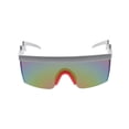 thumbnail image 1 of Semi Rimless Goggle Style Retro Rainbow Mirrored Lens ZigZag Sunglasses, 1 of 18