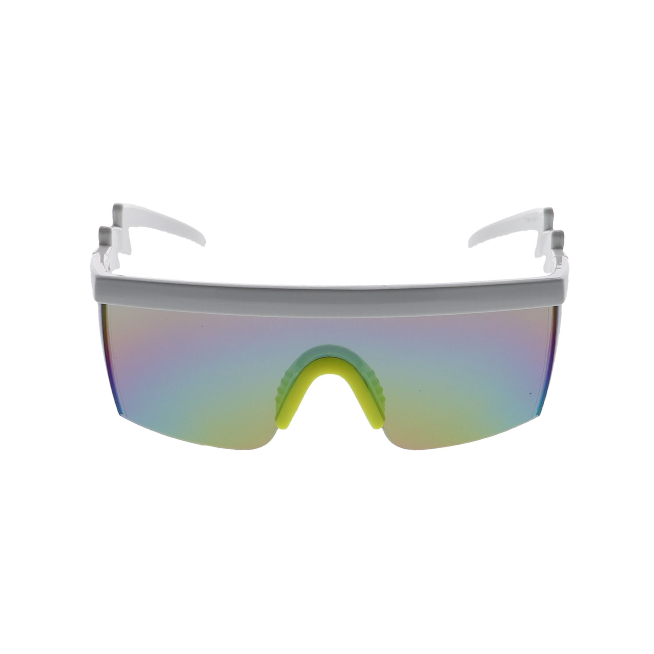 Semi Rimless Goggle Style Retro Rainbow Mirrored Lens ZigZag 