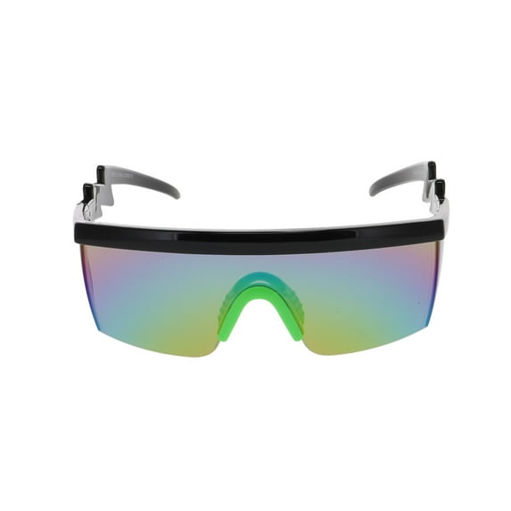 Semi Rimless Goggle Style Retro Rainbow Mirrored Lens ZigZag Sunglasses