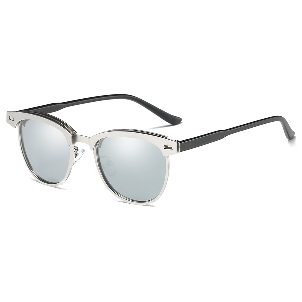 Semi-Rimless Polarized Sunglasses with Matte Black Frame Gray Lens
