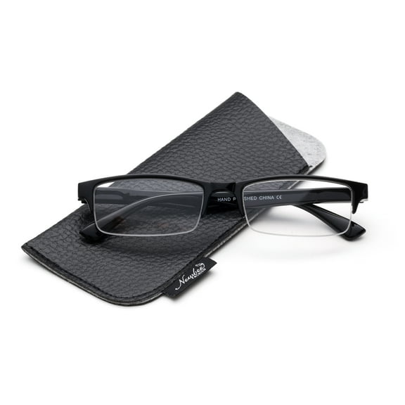 Semi-Rimless Reaing Glasses Stylish Look Light Weight with Carring Pouch BLACK