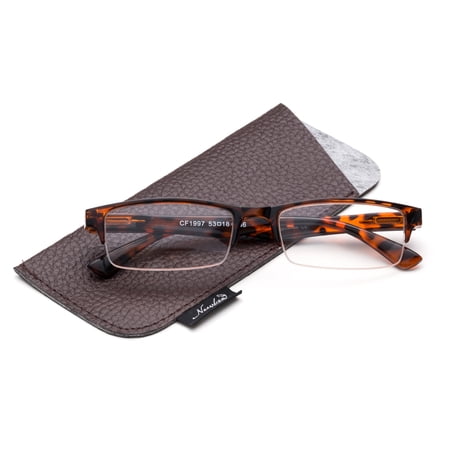 Semi-Rimless Reaing Glasses Stylish Look Light Weight with Carring Pouch TORTOISE