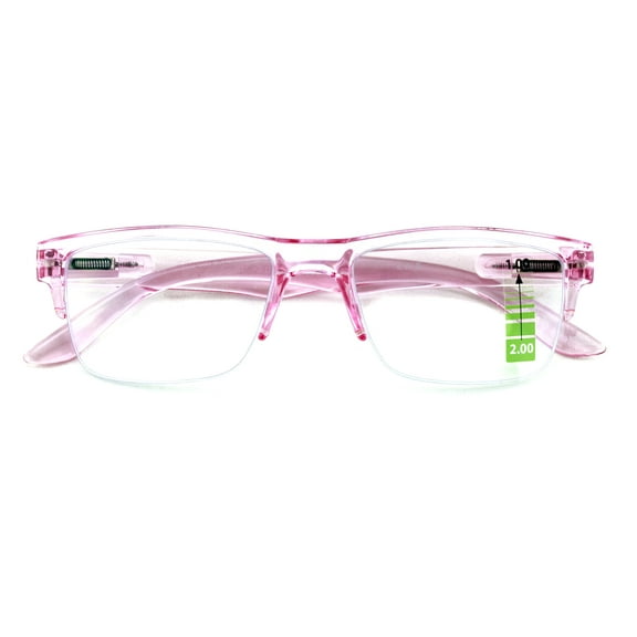 Semi-Rimless Rectangular Progressive Multifocal Reading Glasses - Half Power On Top Reader CR12 +1.25