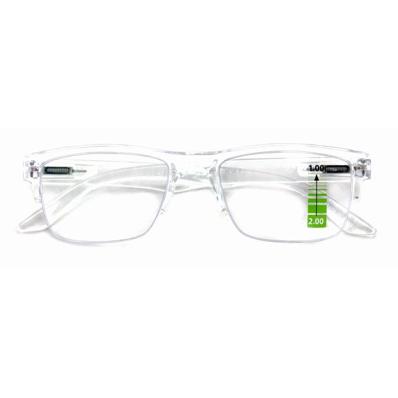 Semi-Rimless Rectangular Progressive Multifocal Reading Glasses - Half Power On Top Reader CR12 +2.00