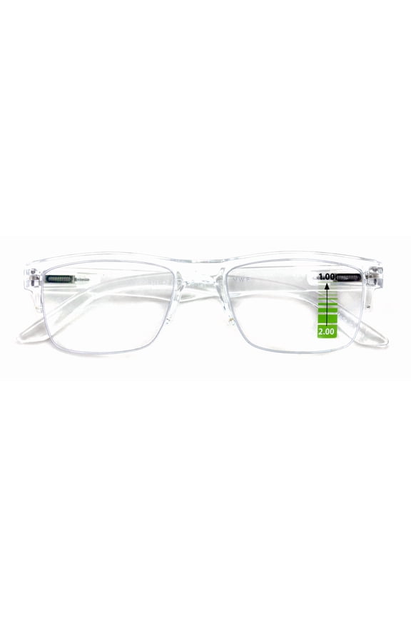 Semi-Rimless Rectangular Progressive Multifocal Reading Glasses - Half Power On Top Reader CR12 +2.00