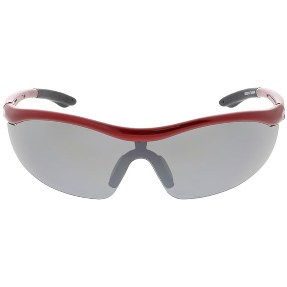 Semi Rimless TR-90 Wrap Sports Sunglasses Shield Lens 77mm (Red / Smoke)