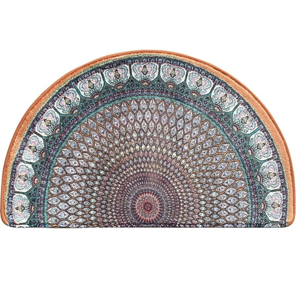 Semi Round Boho Bathmat Sun and Moon Fun Bath Mat Non Slip Washable Bathroom Decor Half Circle Bohemian Home Floor Doormat Semicircle Indoor Rug