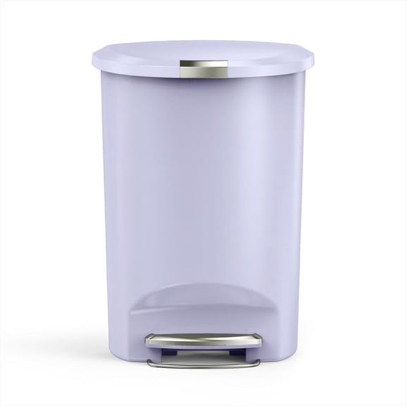 Semi-Round Step Trash Can, 13 Gallon, Pet-Proof Slide Lock, 150000-Step Pedal, Silent-Close Lid, Lilac