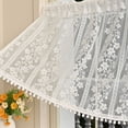 thumbnail image 1 of Semi Sheer Chiffon Lace Curtain with Embroidery Rod Pocket Short Valance for Home Decor Windows and Doors, Soft Polyester, 39x24 Inch, 1 of 7