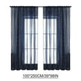 thumbnail image 1 of Semi-Sheer Curtains Rod Pocket Room Darkening Curtains for Living Room/Bedroom Set of 2 Panels (39'' W x 98'' L, Dark Blue), 1 of 8