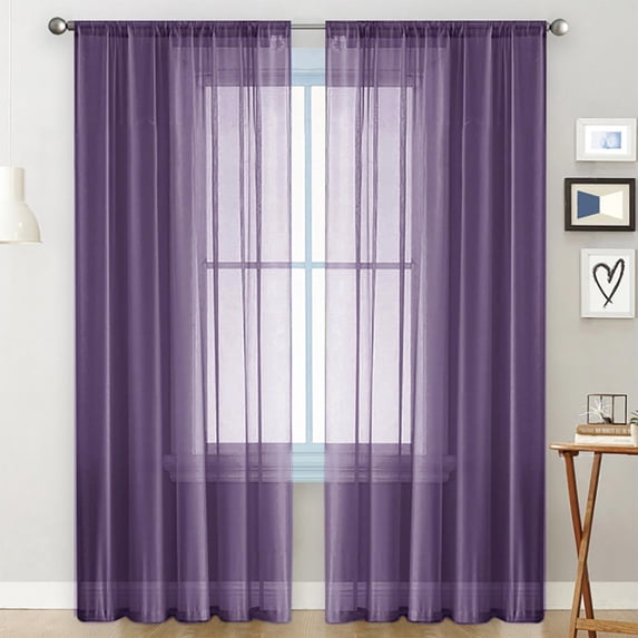 Semi-Sheer Curtains, Rod Pocket Style with Light Filtering Polyester Fabric, Soft and Durable Window Treatment for Living Room and Balcony, Easy Installation and Privacy