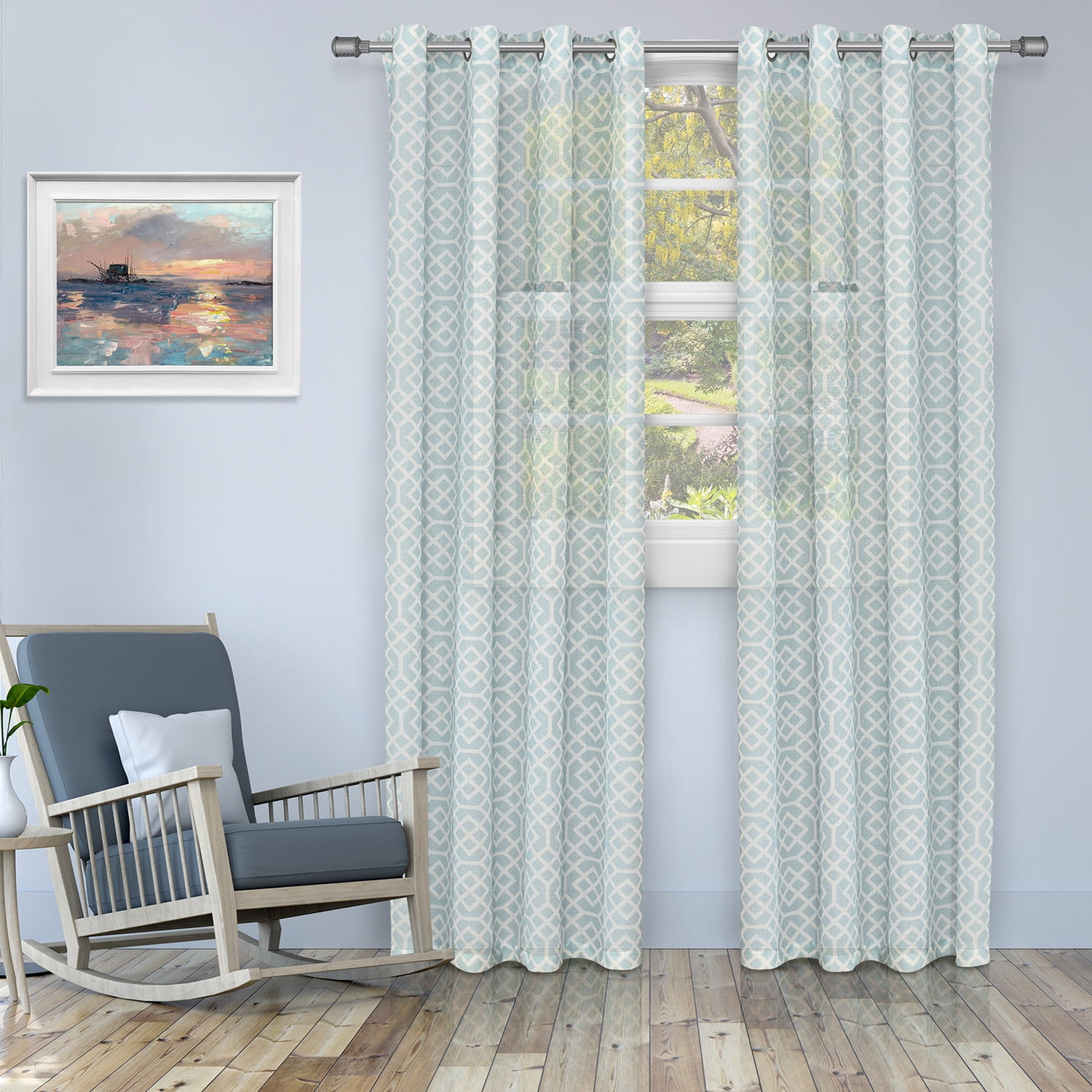 Blue Nile Mills Embroidered Quatrefoil Curtain Panels