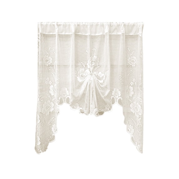 Semi-Sheer Floral Lace Curtain Swag for Kitchen Half Window Bathroom Decoration Rod Pocket, 59 x 39 Inch, 1 Panel