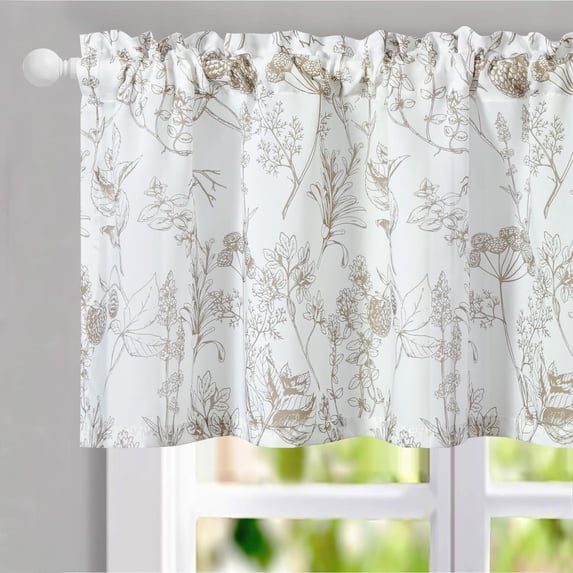 Semi Sheer Kitchen Curtain Valances, Brambleberry Pattern Light Filtering Drapes for Living Room, 1 Panel Decorative Solid Window Treatment for Nursery, 52 x 18 Inches