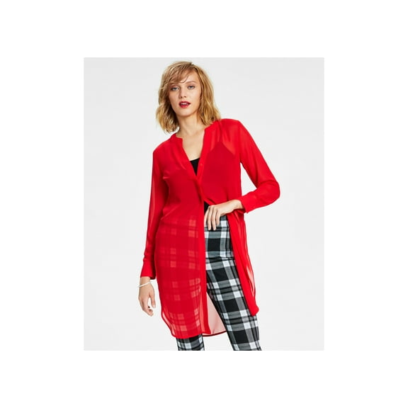 Semi-Sheer Tunic Blouse Cherry On Top M