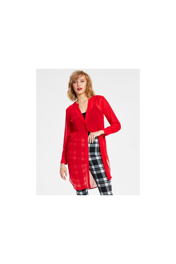 Semi-Sheer Tunic Blouse Cherry On Top M