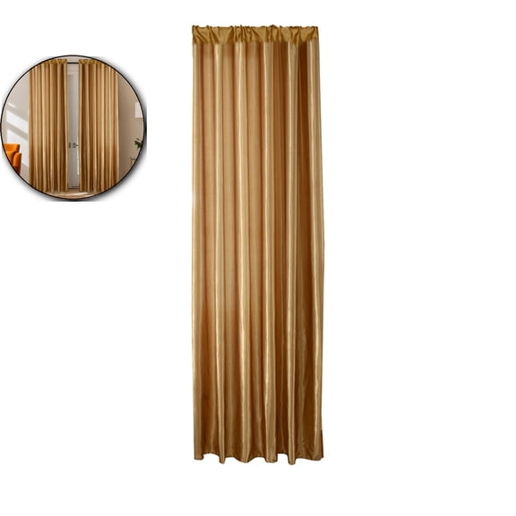 Semi Sheer Unlined See Through Window Curtain Faux Silk Texture Rod Pocket 98 Inches Length(Coffee)