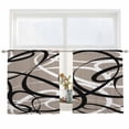 thumbnail image 1 of Semi Sheer Window Curtains 45 Inches Long, Brown Geometric Rod Pocket Silky Chiffon Curtain Treatment Drapes for Kitchen, Living Room, Vintage Black White Striped Abstract Art 52"x45", 2 Panels, 1 of 9