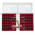 thumbnail image 1 of Semi Sheer Window Curtains 45 Inches Long, Valentine's Day Rod Pocket Voile Silky Chiffon Curtain Treatment Drapes for Kitchen, Living Room, Black Red Plaid Love Heart Roses Truck 52"x45", 2 Panels, 1 of 9