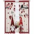 thumbnail image 1 of Semi Sheer Window Curtains 84 Inches Long, Valentine's Day Rod Pocket Silky Chiffon Curtain Treatment Drapes for Kitchen, Living Room, Rustic Red Gnomes Love Birds Trees Plaid 52"x84", 2 Panels, 1 of 9