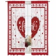 thumbnail image 1 of Semi Sheer Window Curtains 96 Inches Long, Red Valentine's Day Rod Pocket Voile Silky Chiffon Curtain Treatment Drapes for Kitchen, Living Room, Love Heart Valentines Romantic 52"x96", 2 Panels, 1 of 9