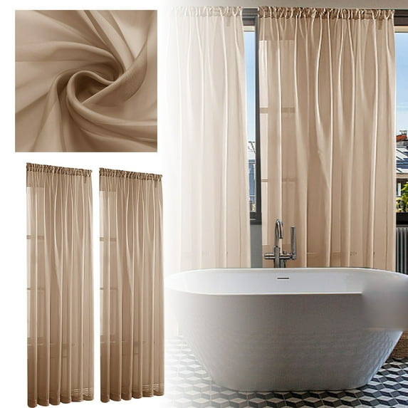 Semi Sheer Window Curtains Solid Color Light Filtering Privacy Enhancing Drapes for Living Room Bedroom Kitchen French Door