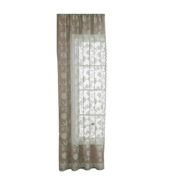 Semi Sheer Window Panel With Rod Pocket Embroidery Flower Lace Curtain Drape