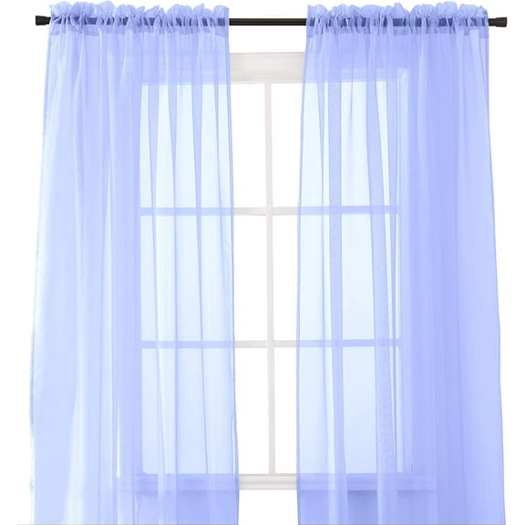 Semi-Sheer Window Treatment - 2 Piece Curtain Set with 2 inch Rod Pocket - Solid Sheer Curtain Drapes for Living Room, Bedroom, 40" X 84", Lavender
