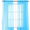 thumbnail image 1 of Semi-Sheer Window Treatment - 2 Piece Curtain Set with 2 inch Rod Pocket - Solid Sheer Curtain Drapes for Living Room, Bedroom, 60" X 84", Turquoise, 1 of 5