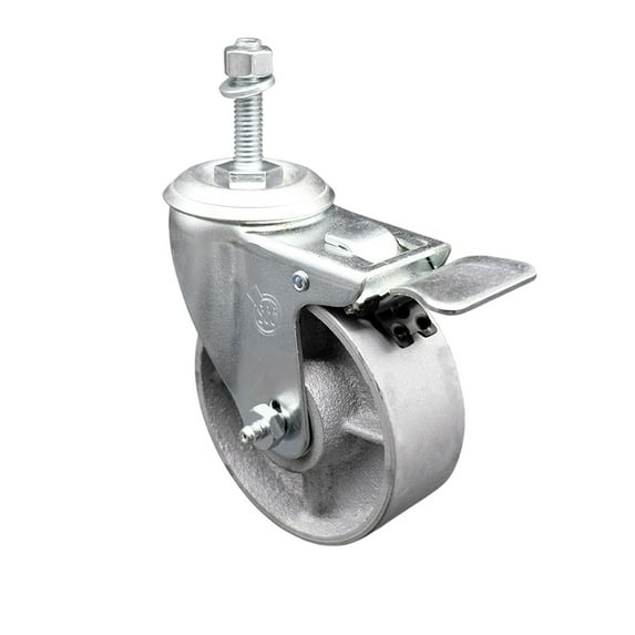 Semi Steel Swivel TS Caster -4" Wheel&3/8" Stem w/Total Lock BRK