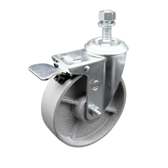 Semi Steel Swivel TS Caster -5" Wheel&1/2" Stem w/Total Lock BRK