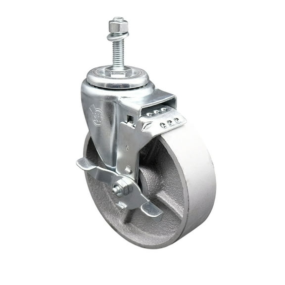 Semi Steel Swivel TS Caster - 5" Wheel & 10MM Stem w/Brake