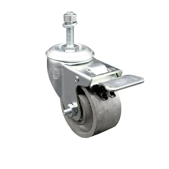 Semi Steel Swivel TS Caster w/Roller Bearing-3" Wheel&10MM Stem w/Total Lock BRK